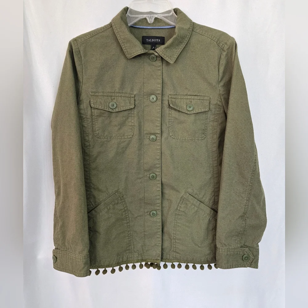 Talbots Dark/ Hunter Green Trendy Weekend Boxy Cotton Jean Jacket. Size M - Picture 2 of 7
